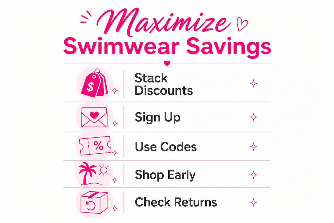Infographic showing steps to maximize swimwear savings