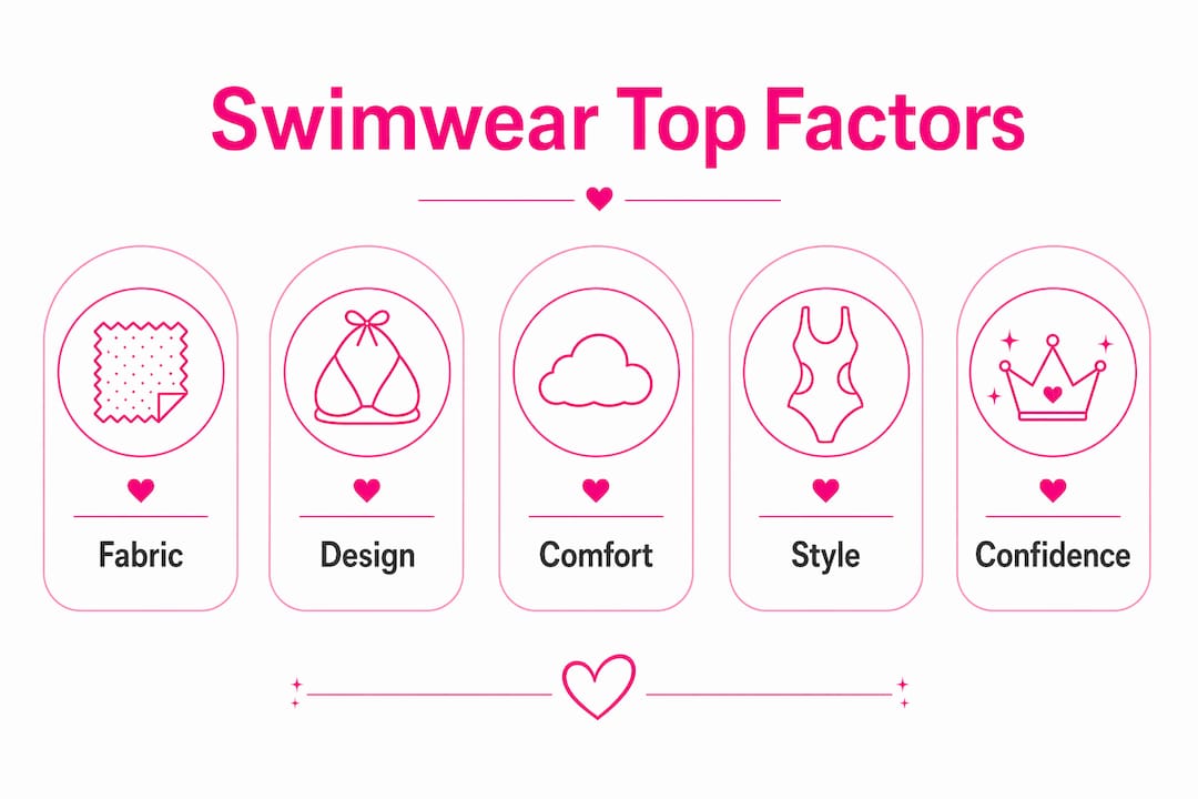 Infographic showing key swimwear top factors