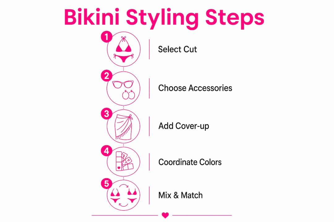Infographic showing bikini styling steps