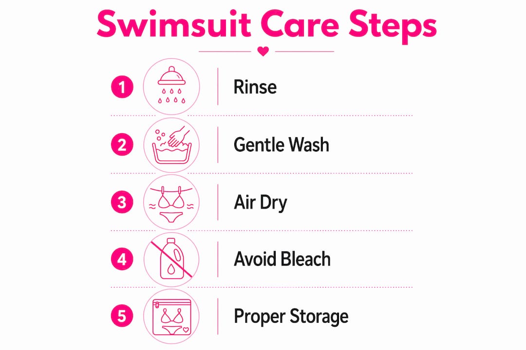 Infographic depicting swimsuit care steps