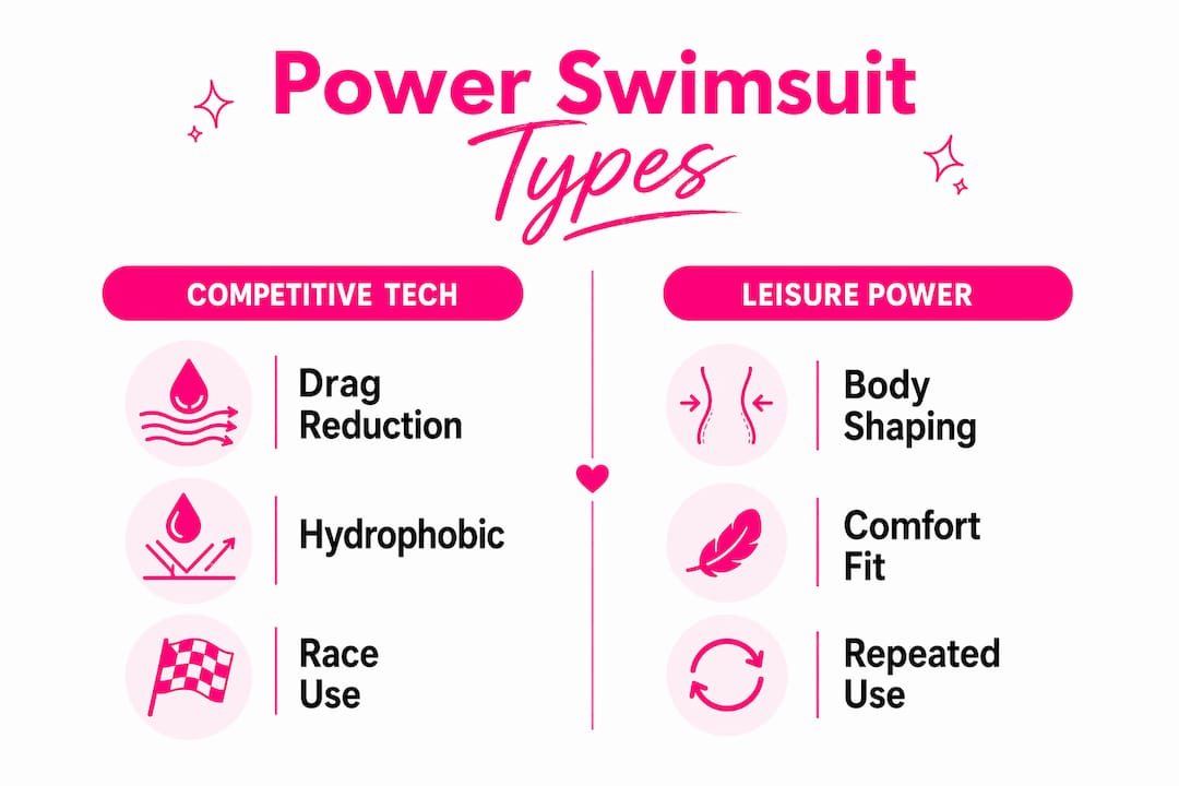 Infographic comparing competitive and leisure power swimsuits