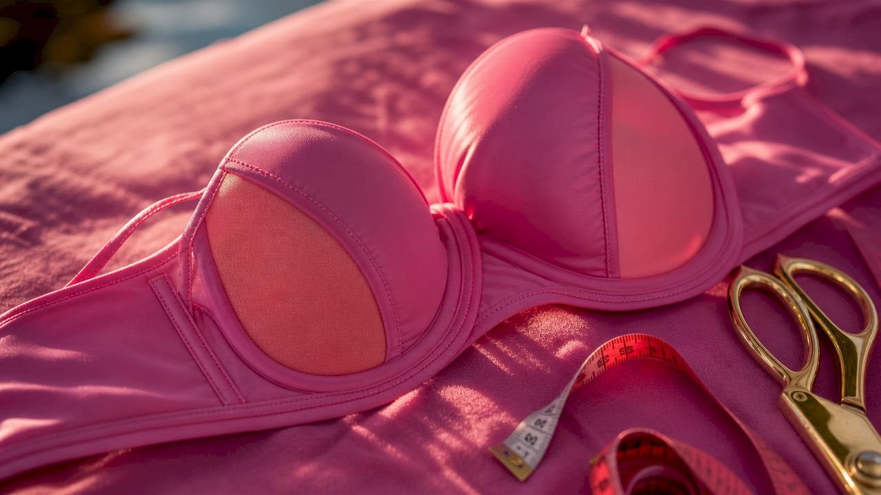 Close-up of structured bikini top underwire detail