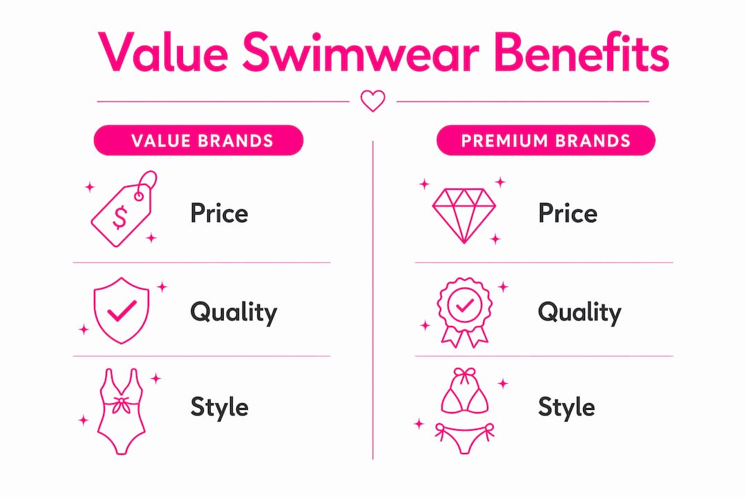 Infographic comparing value swimwear and premium options