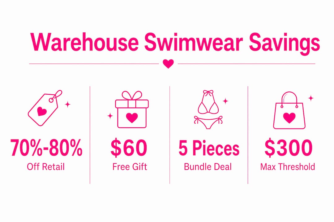 Infographic showing swimwear sale savings and deals