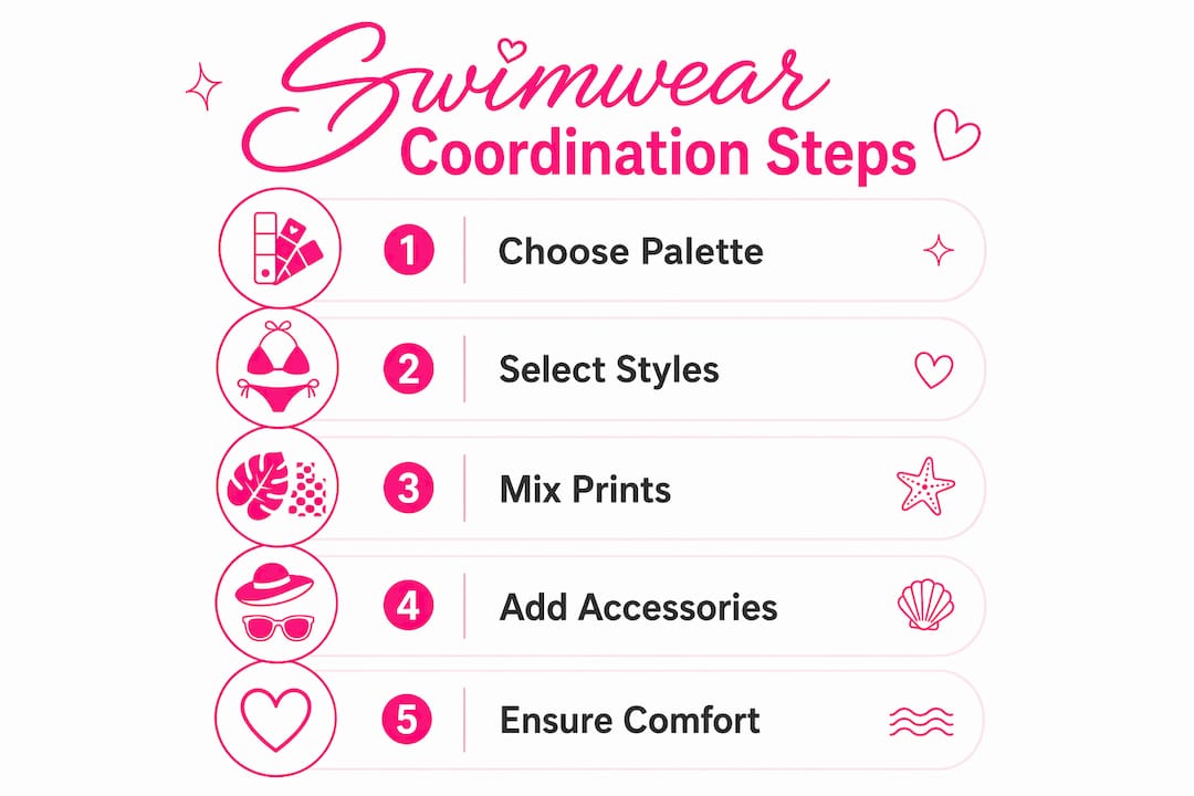 Infographic showing swimwear coordination steps
