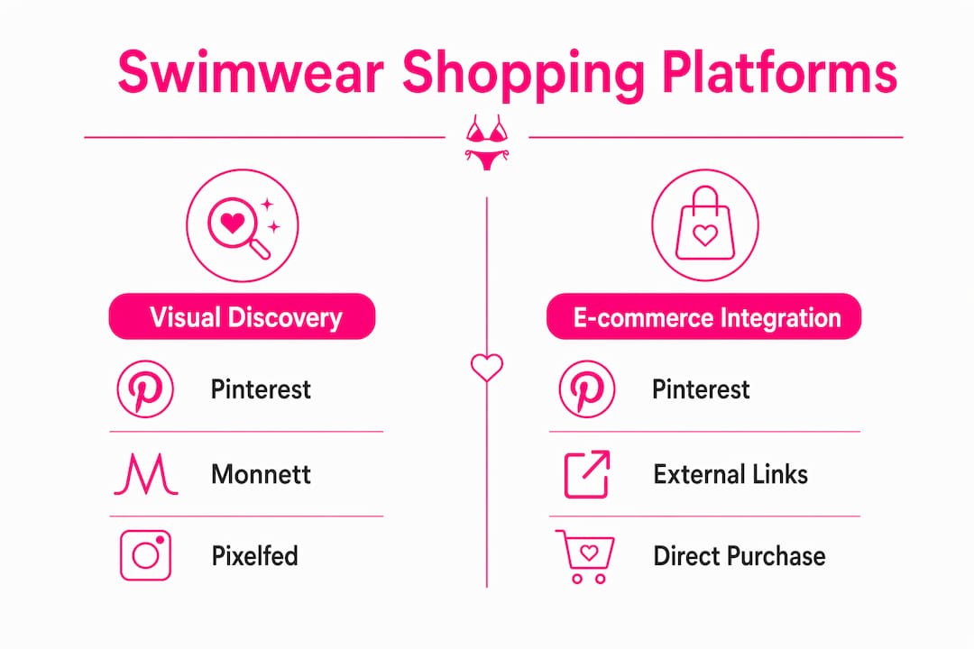Infographic comparing swimwear shopping platforms features