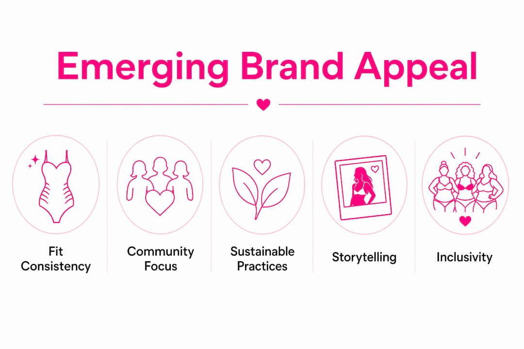 Infographic showing key factors defining swimwear brand appeal