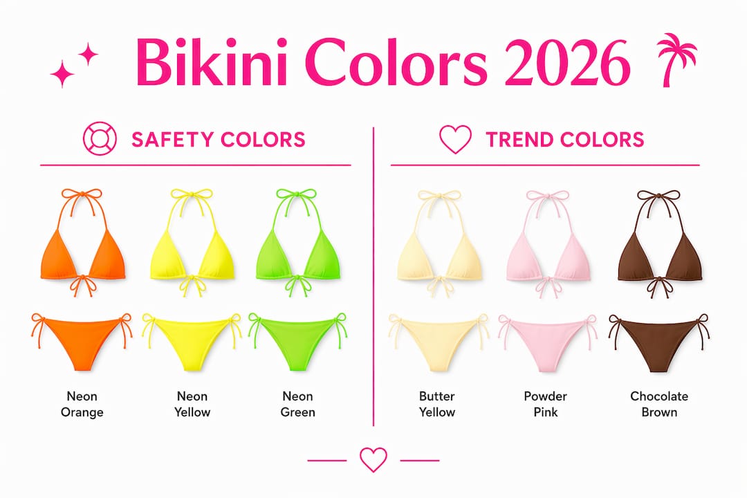 Infographic comparing bikini safety and trend colors