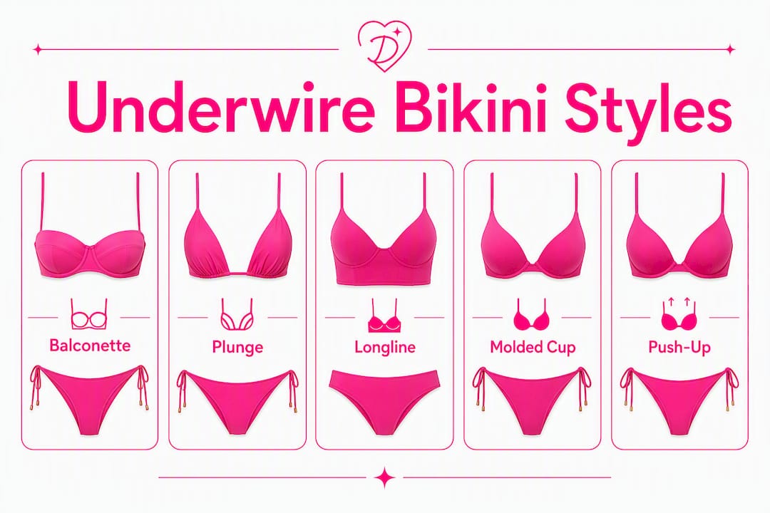 Infographic showing underwire bikini style hierarchy