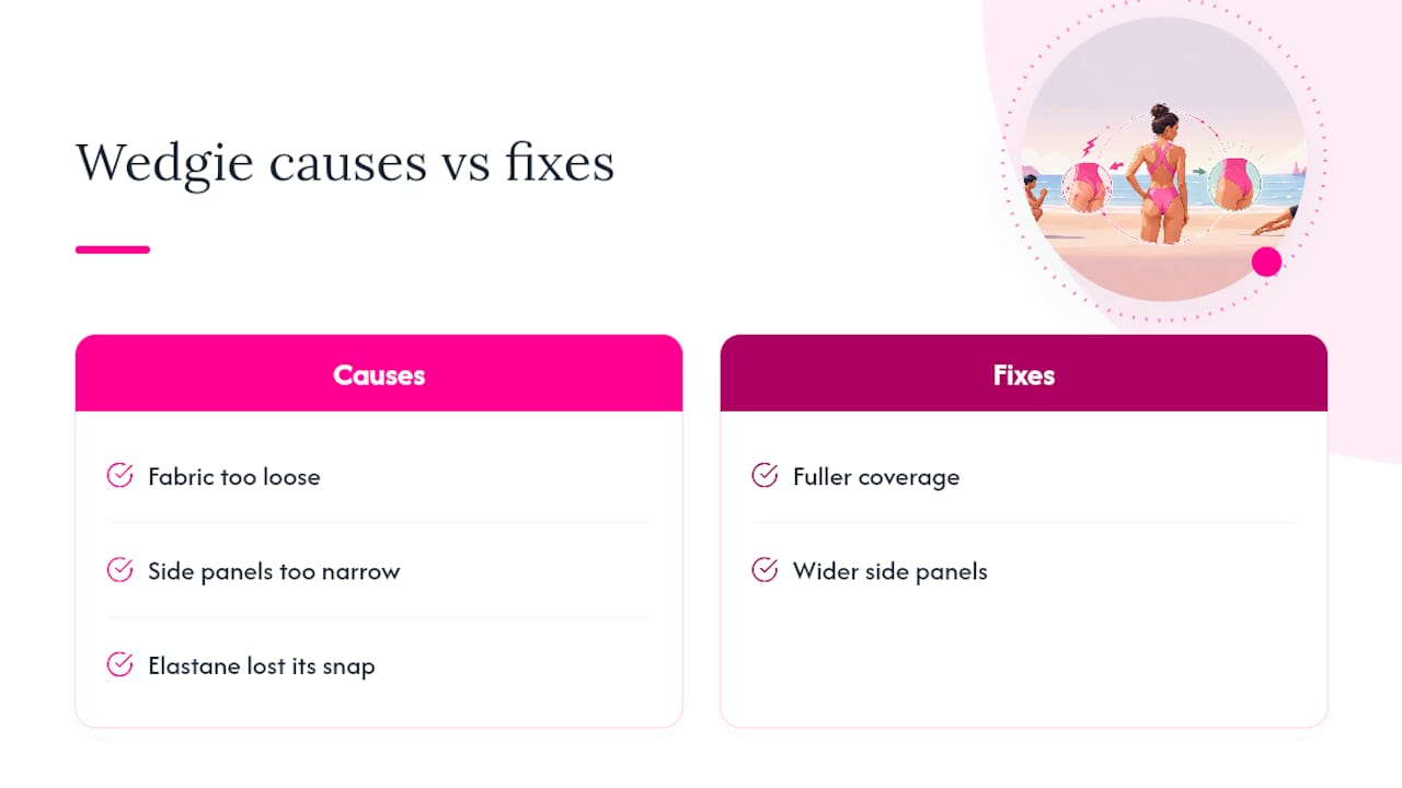 Three causes of swimsuit ride-up and fit fixes
