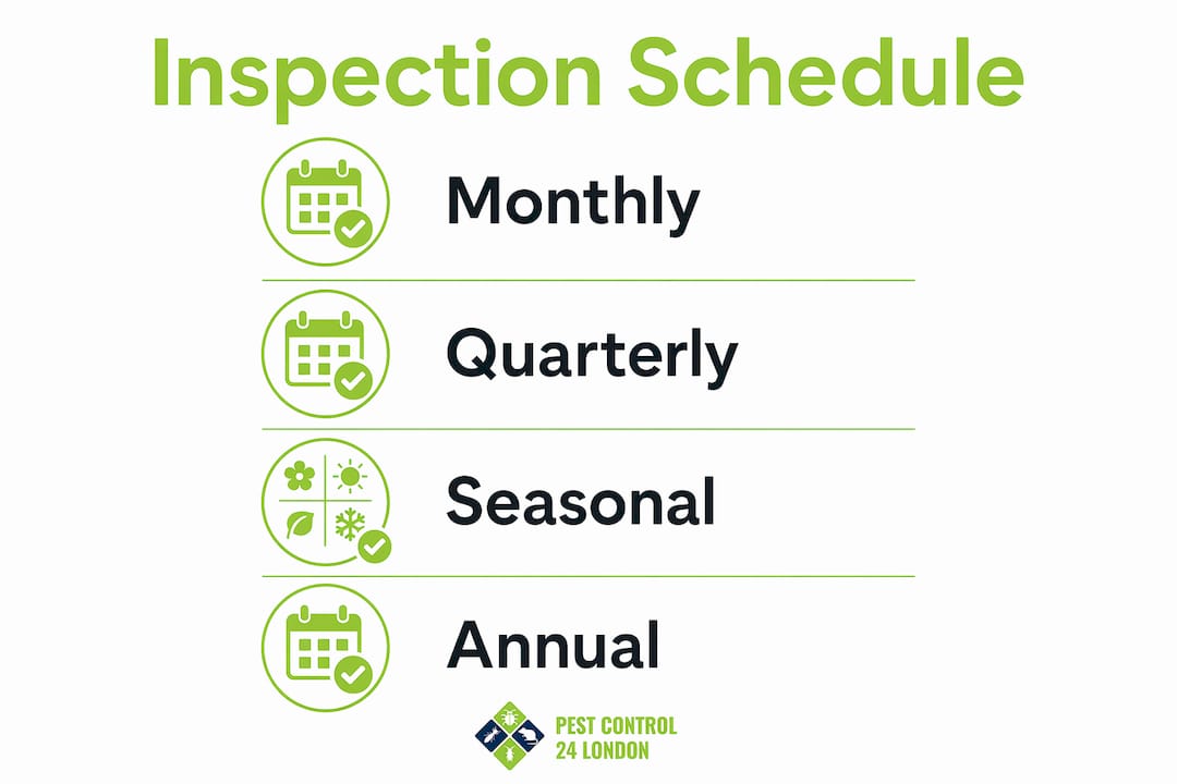 Infographic showing pest control inspection frequency