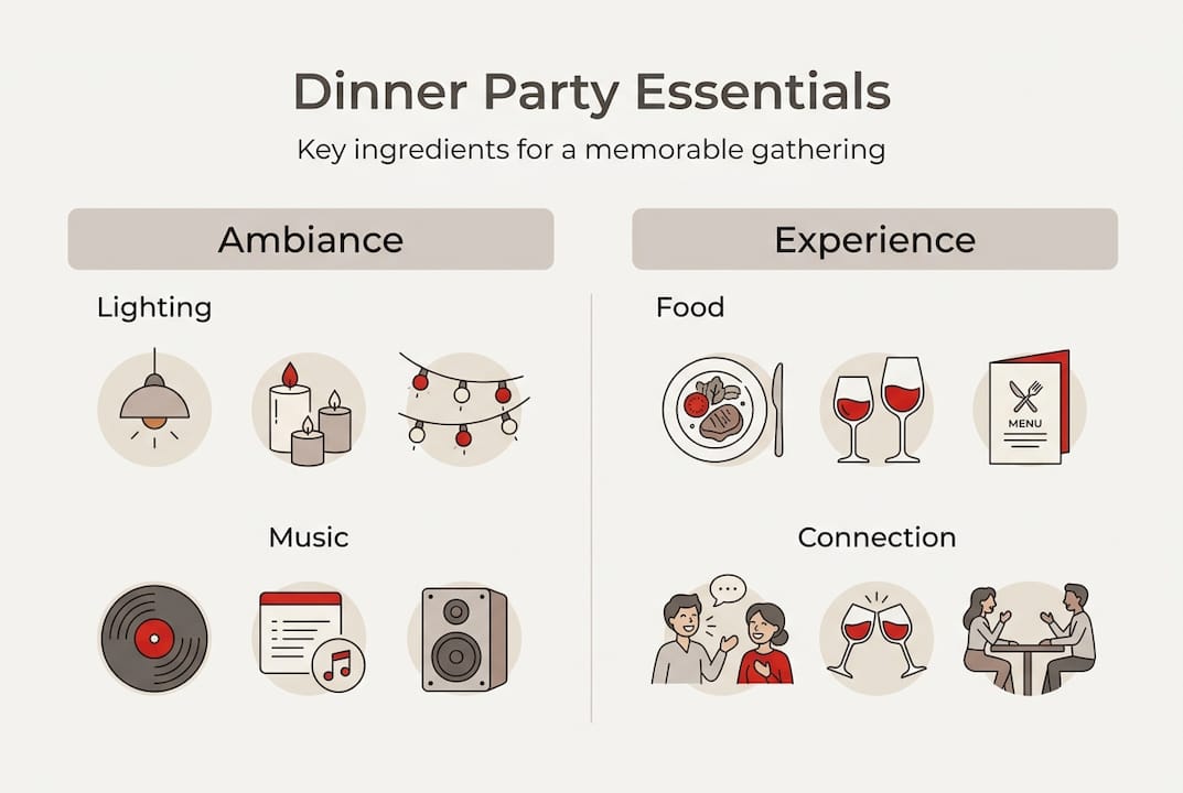 Infographic showing dinner party elements
