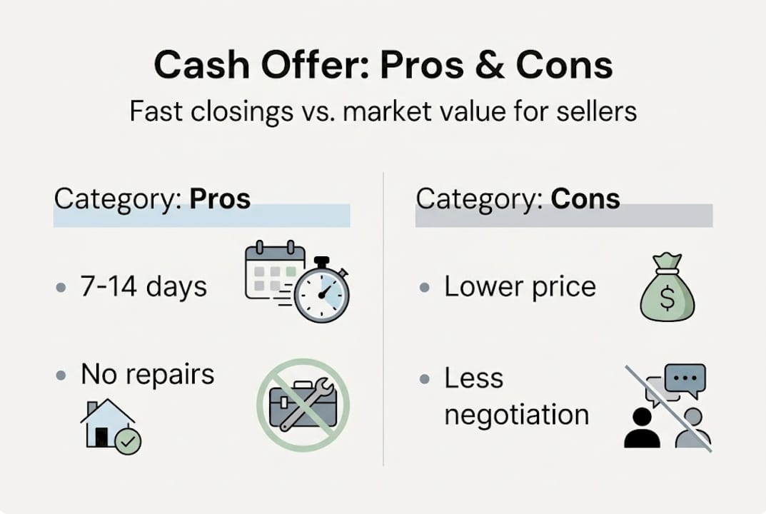 Infographic showing pros and cons of cash offers