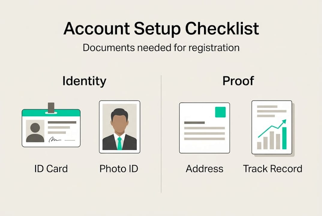 Infographic of account setup checklist documents
