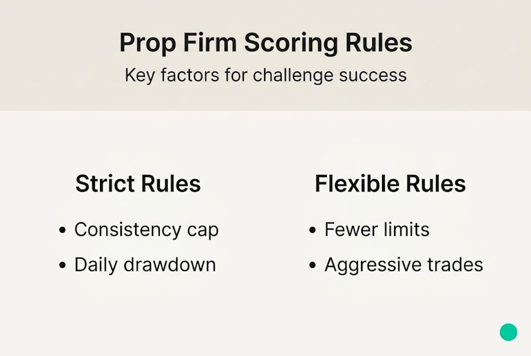 Infographic of prop firm scoring rule types