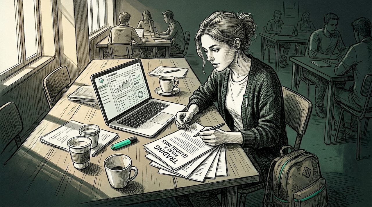 Trader comparing account rules and dashboards