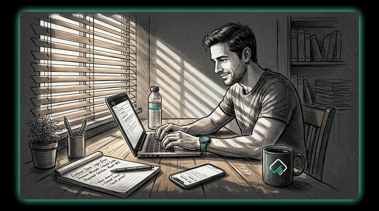 Trader submitting support ticket from home office