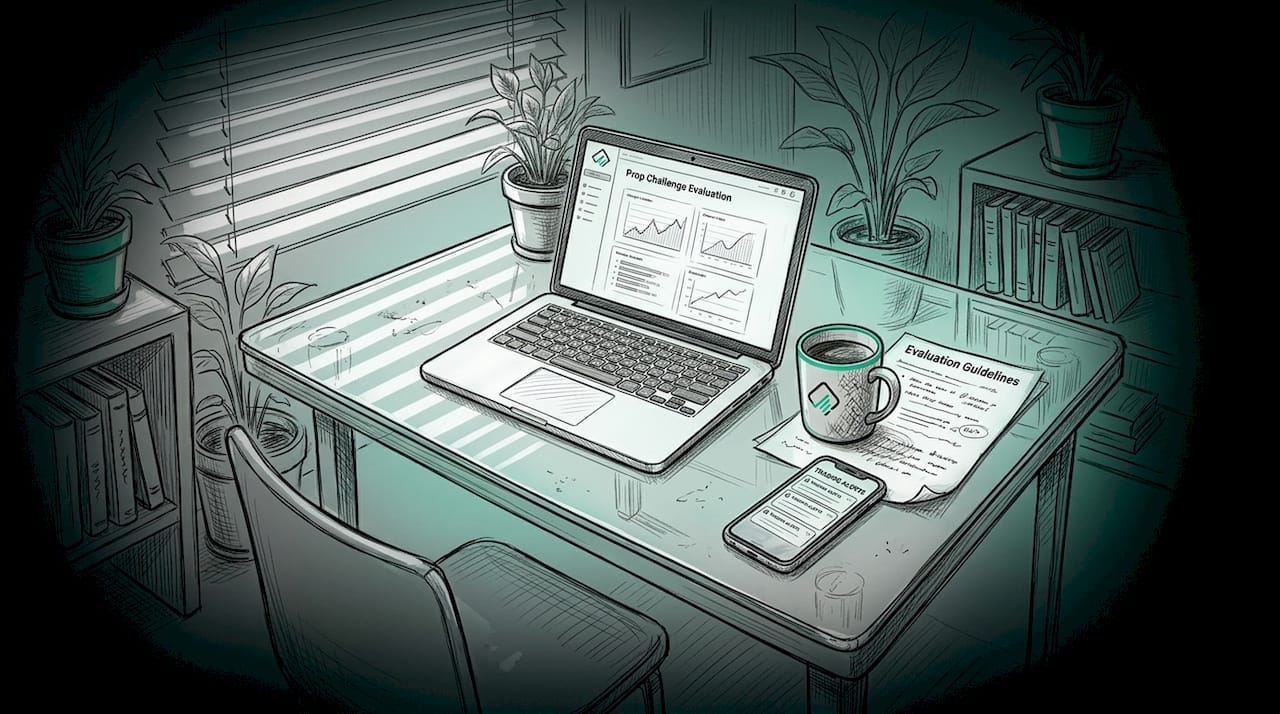Trader taking online prop firm evaluation