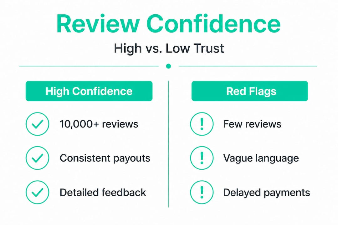 Infographic comparing high and low confidence review traits