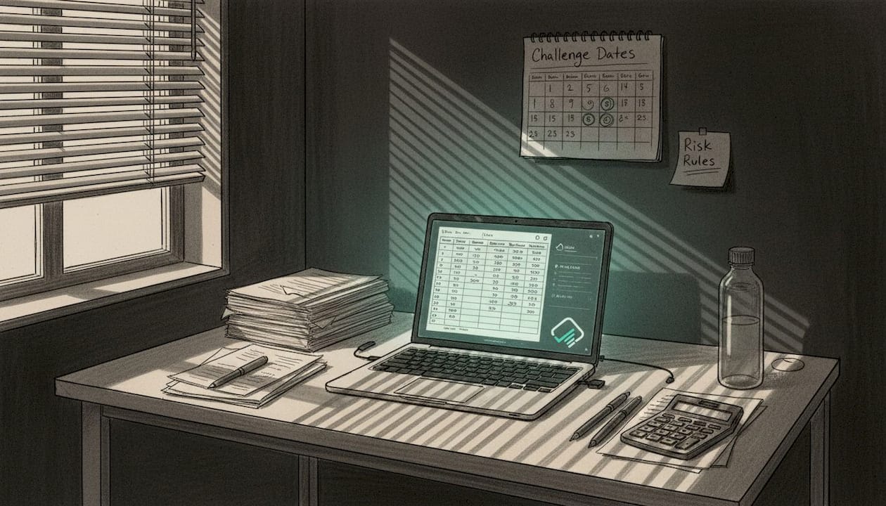 Trader tracking risk metrics in home office