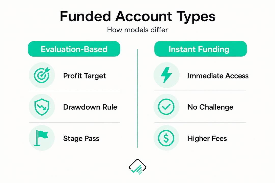Infographic comparing funded account types