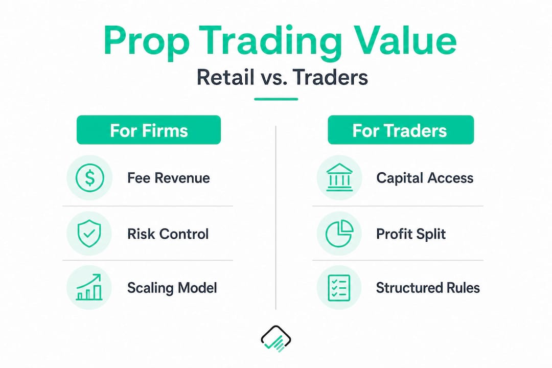 Infographic comparing value for firms and traders