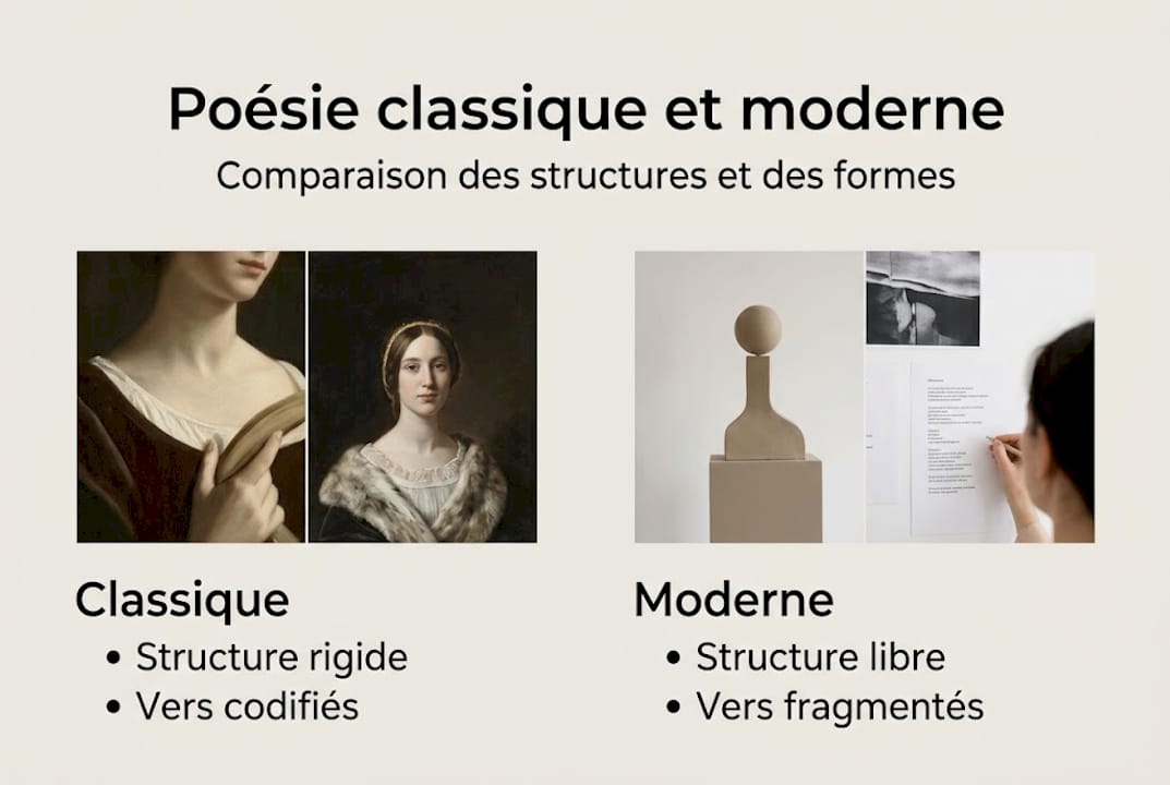 Infographie : les grandes différences entre poésie classique et poésie contemporaine