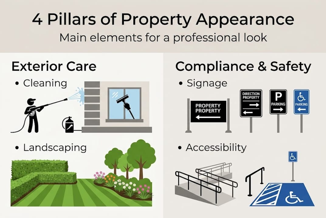Infographic showing four pillars of property appearance