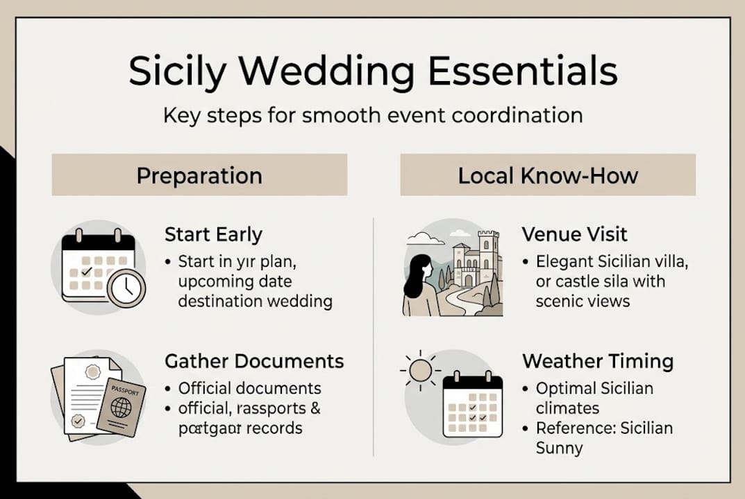 Infographic outlining Sicily wedding preparation steps