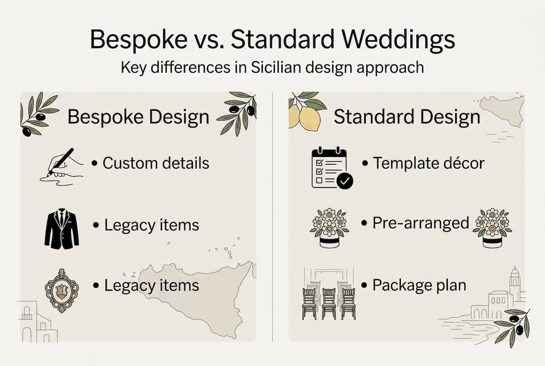 Infographic of bespoke vs standard wedding design