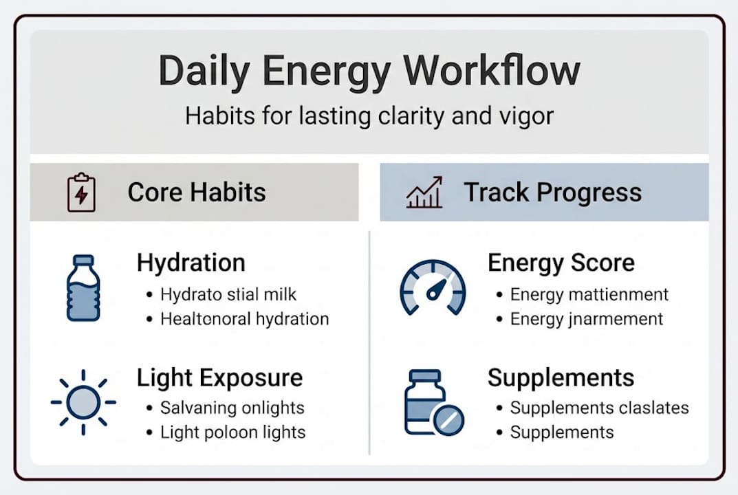 Infographic daily energy workflow steps