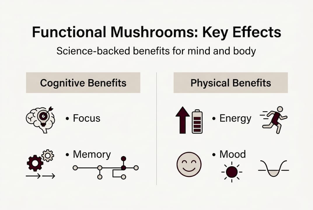 Infographic of key functional mushroom benefits