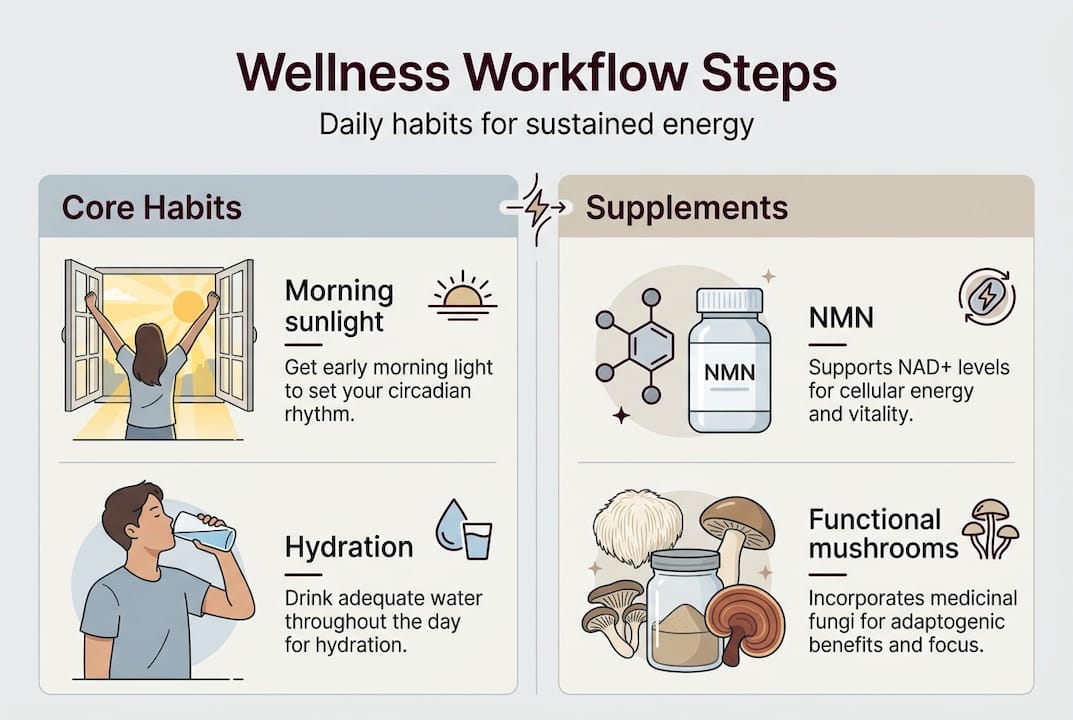 Infographic outlining daily wellness steps