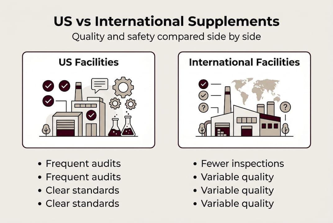 Infographic showing US and international supplement comparison