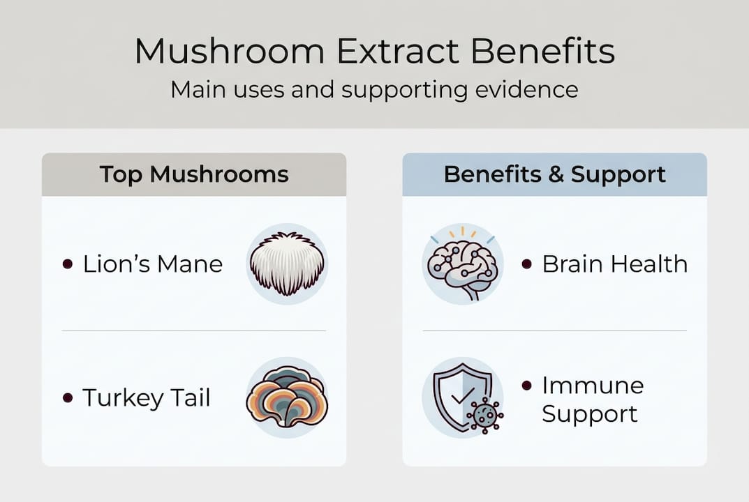 Infographic comparing mushroom types and benefits