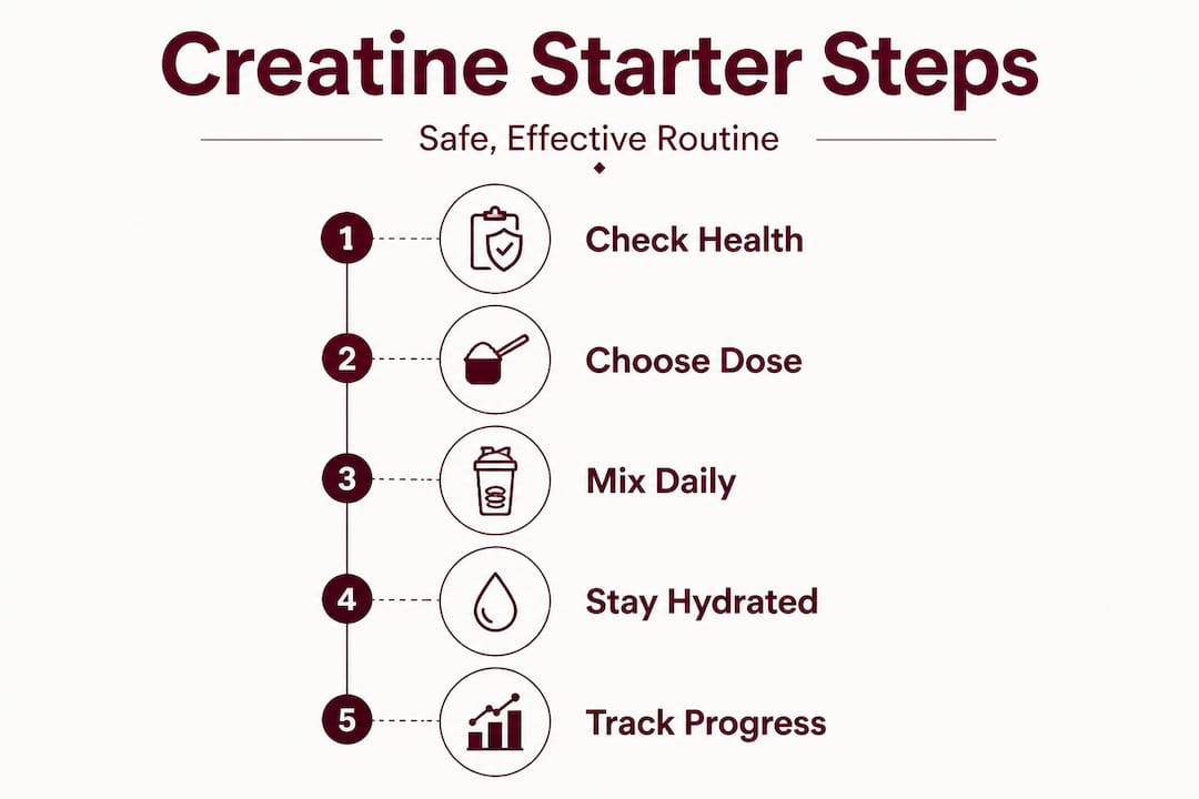 Infographic step-by-step creatine starting guide