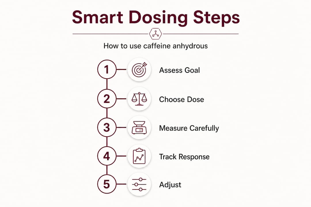 Infographic showing smart caffeine dosing steps