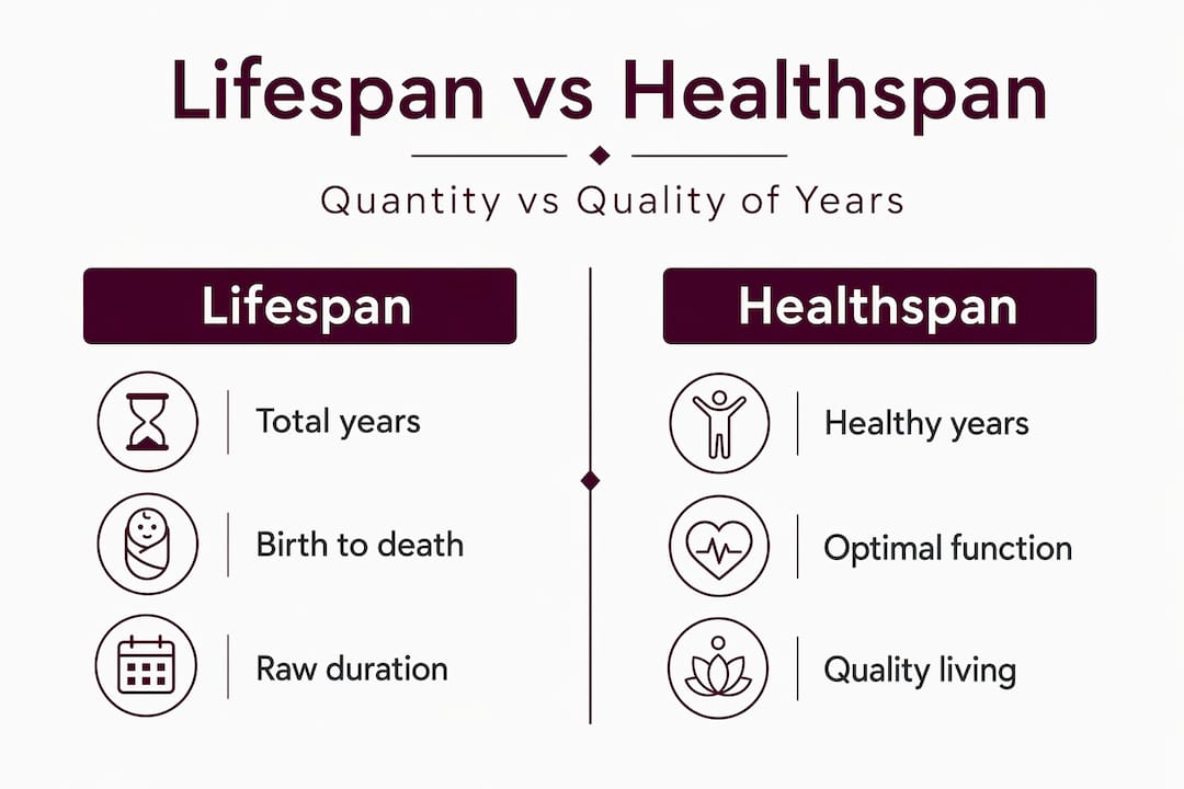Infographic comparing lifespan with healthspan