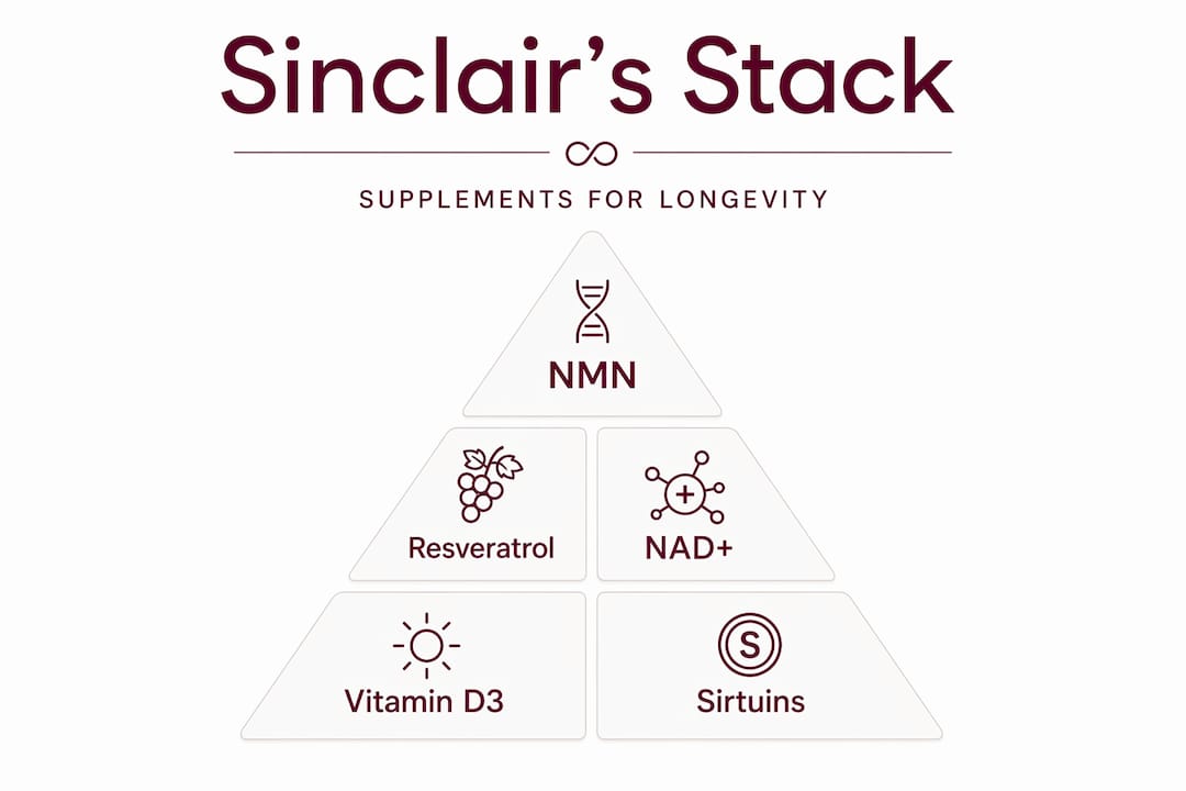 Hierarchy infographic of Sinclair’s longevity supplements