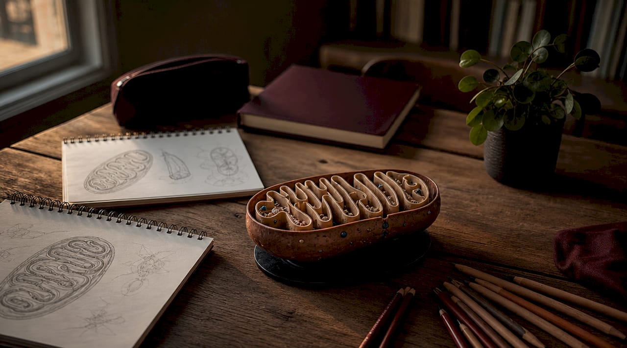 Anatomical mitochondrion model with study materials