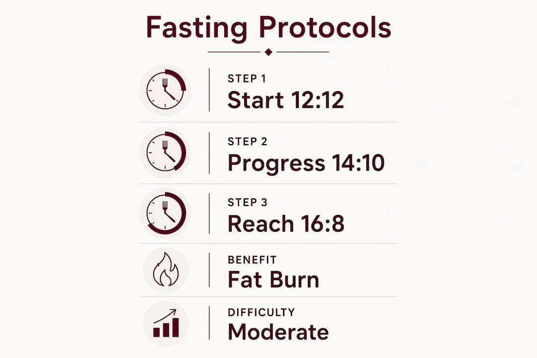 Infographic illustrating fasting protocol steps