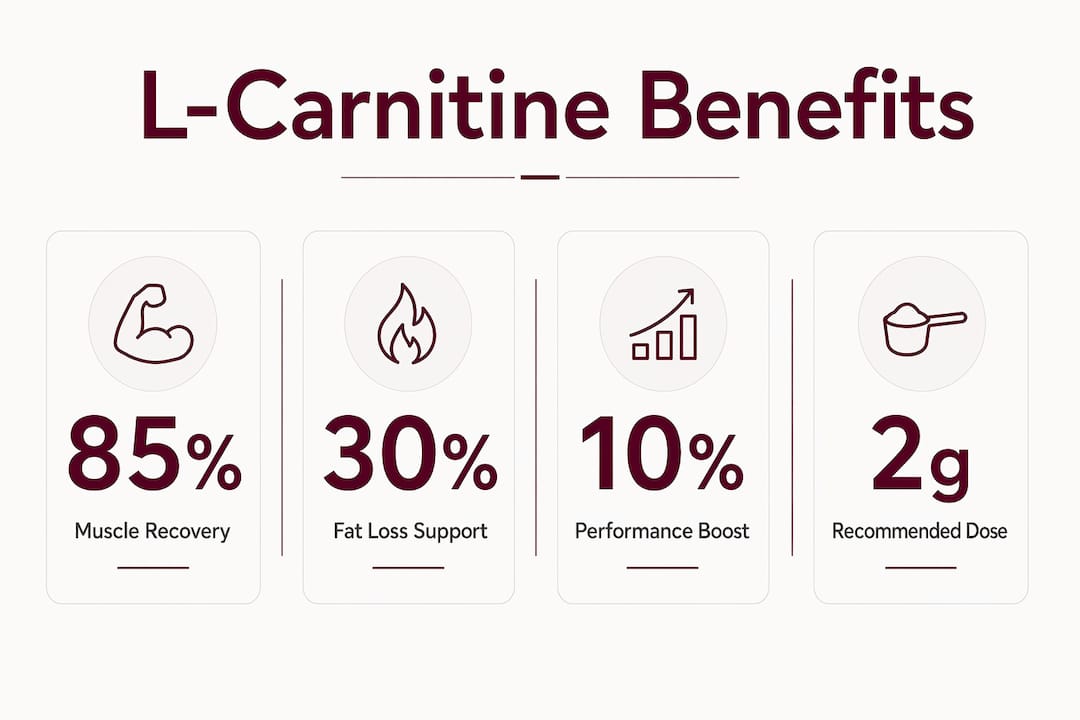 Infographic highlighting L-carnitine key bodybuilding statistics