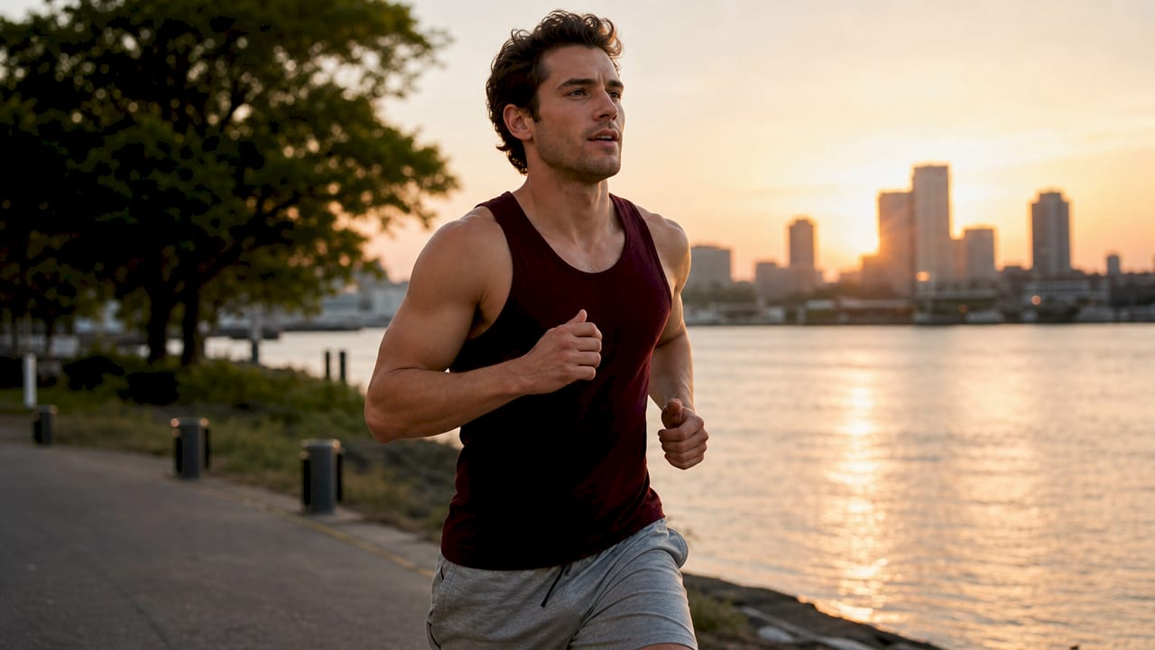 Man jogging in park for energy boost