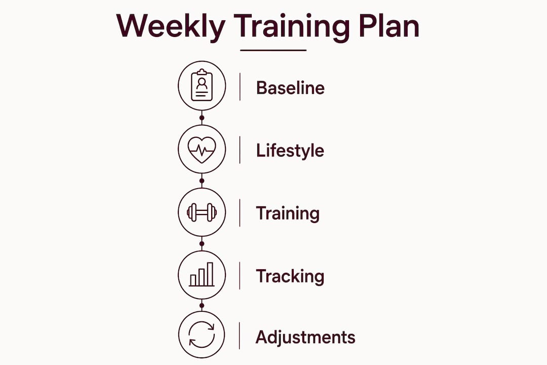 Infographic showing weekly cognitive training steps