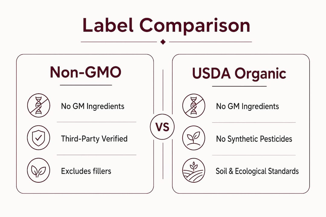 Infographic comparing Non-GMO and USDA Organic labels