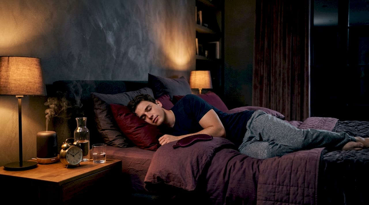Man sleeping peacefully in bedroom