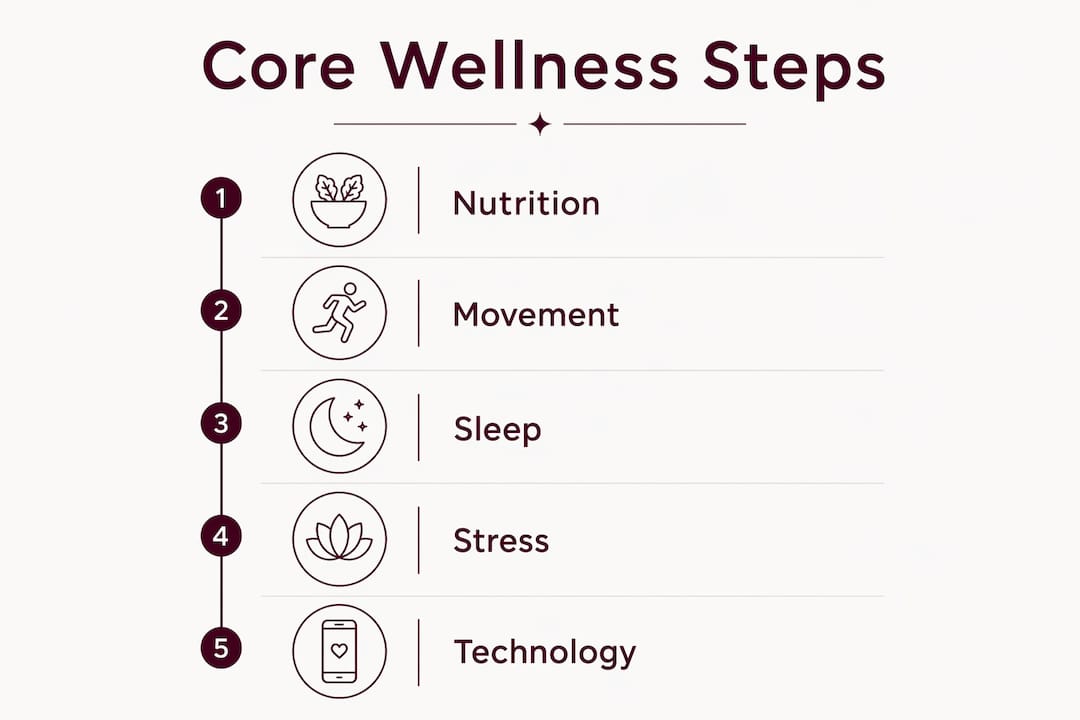 Infographic showing core wellness optimization steps