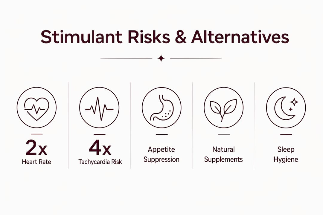 Infographic highlighting stimulant health risks and natural alternatives
