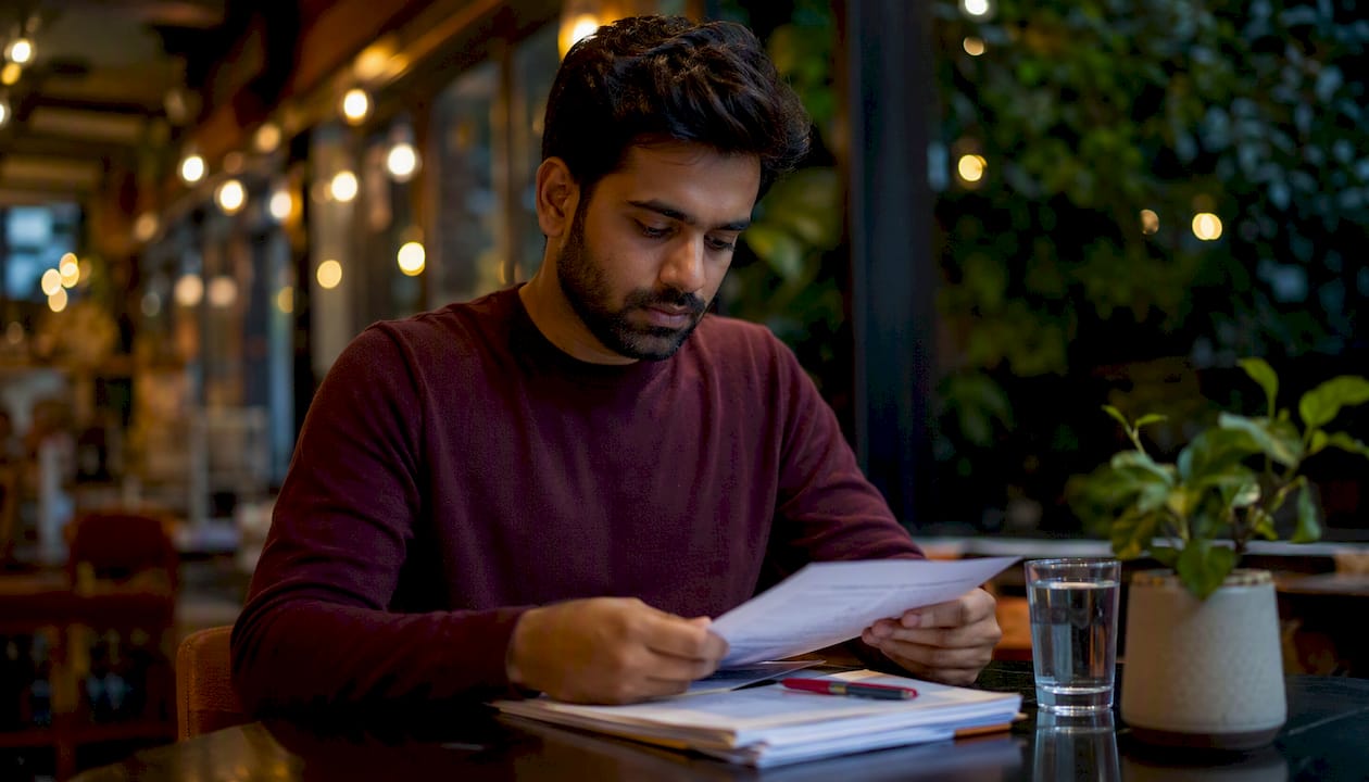 Man reading supplement sample consent form