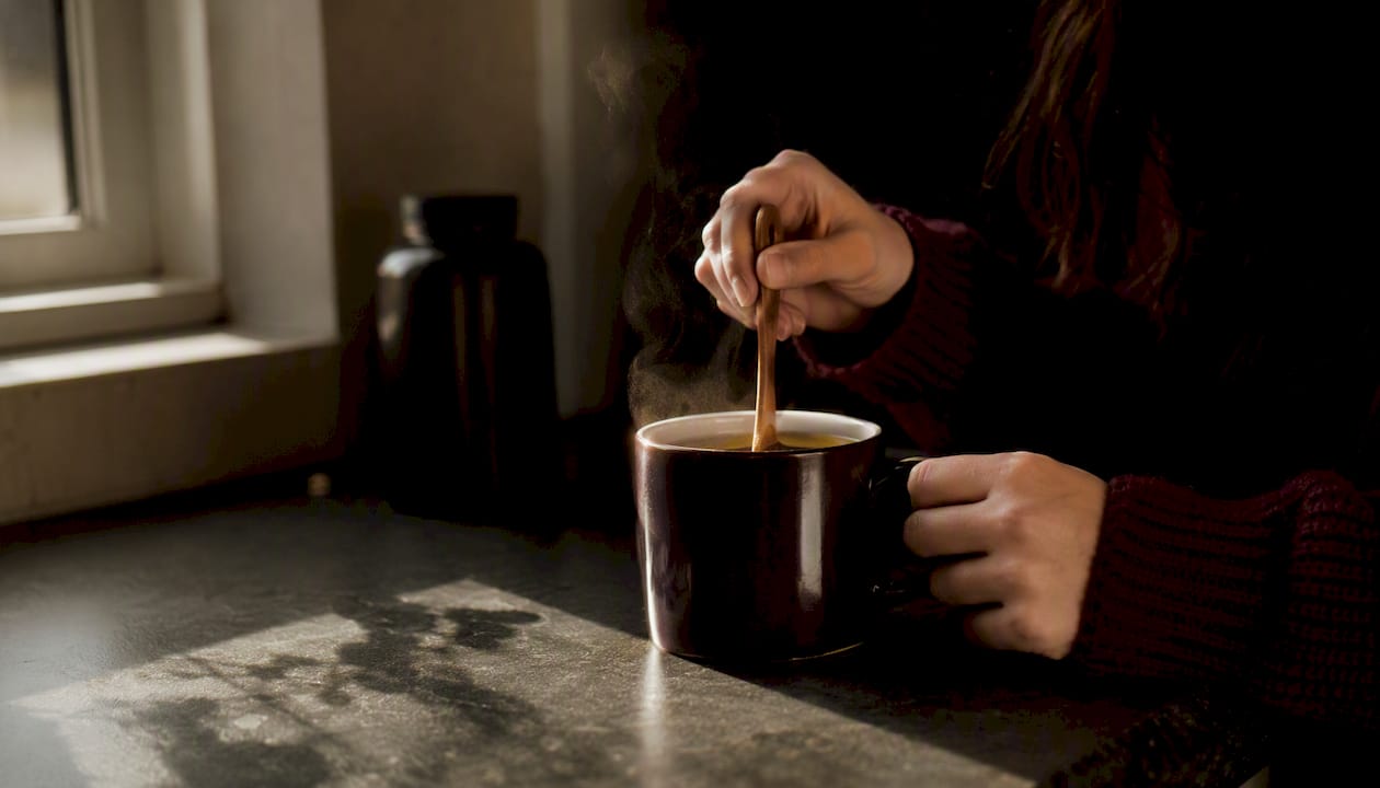 Morning glass of water poured for supplement